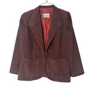 Beaujolais Vintage Brown Corduroy Blazer‎ Jacket Single Button Size MEDIUM
